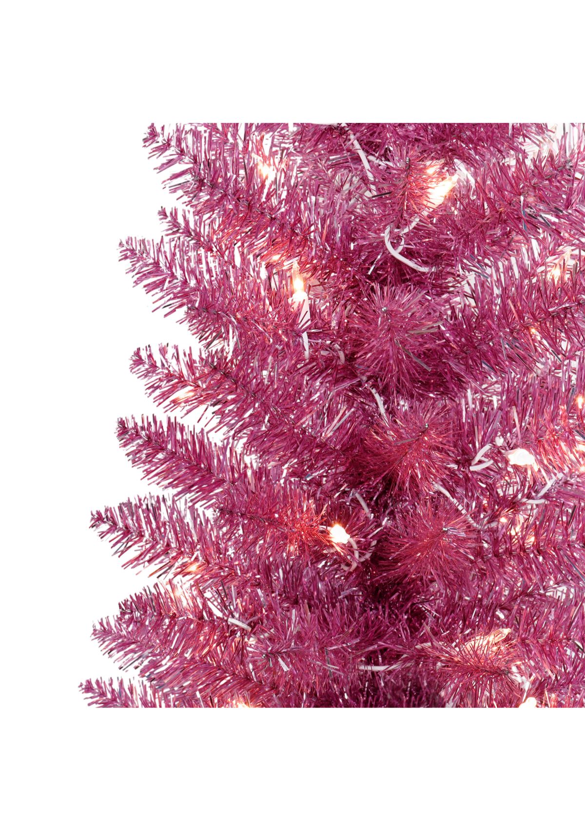 7-foot Pre-Lit Pink Tinsel Artificial Tree 316 Tips 150 Clear Lights
