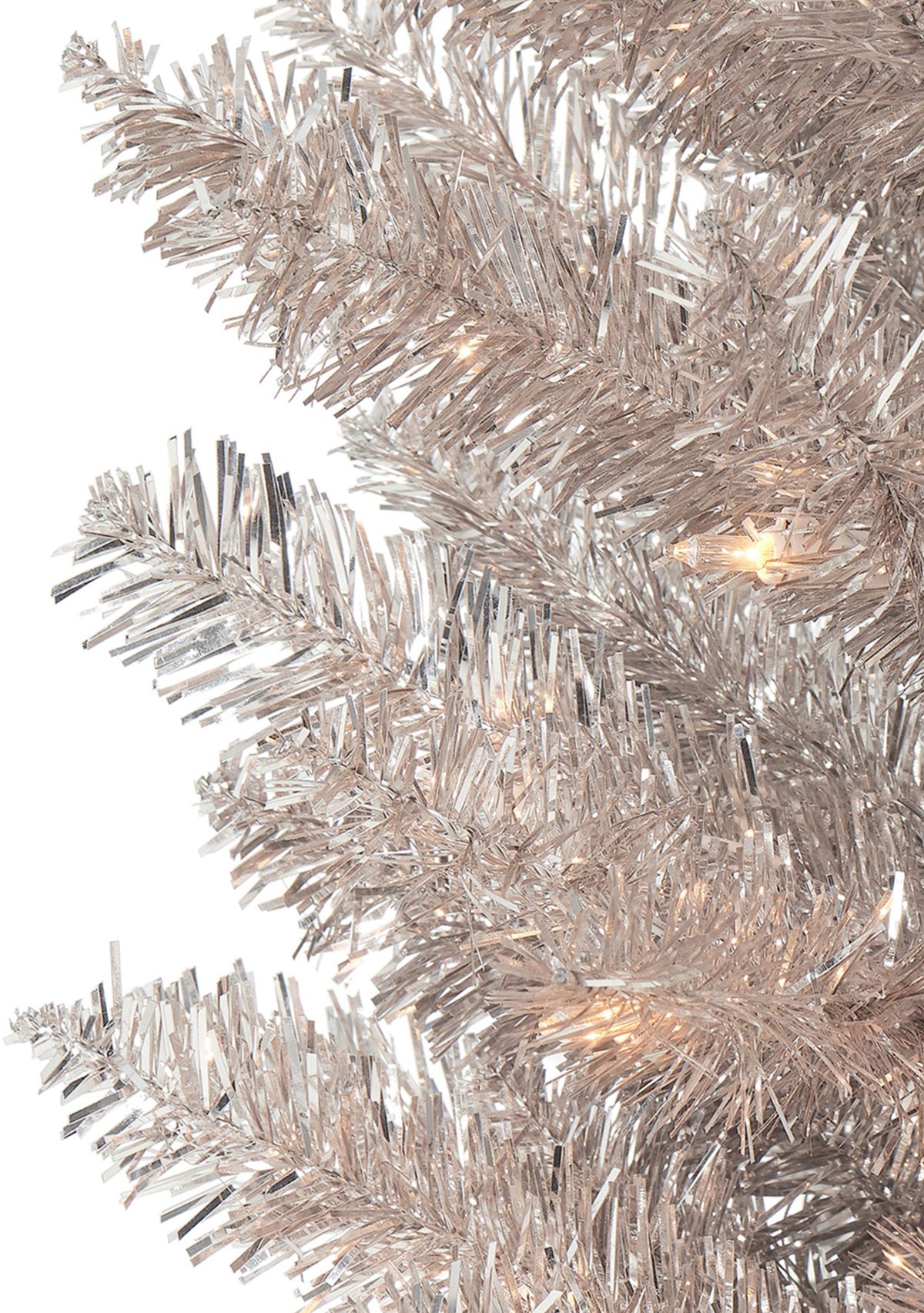 Pre-lit Rose Gold Tinsel Pencil Tree