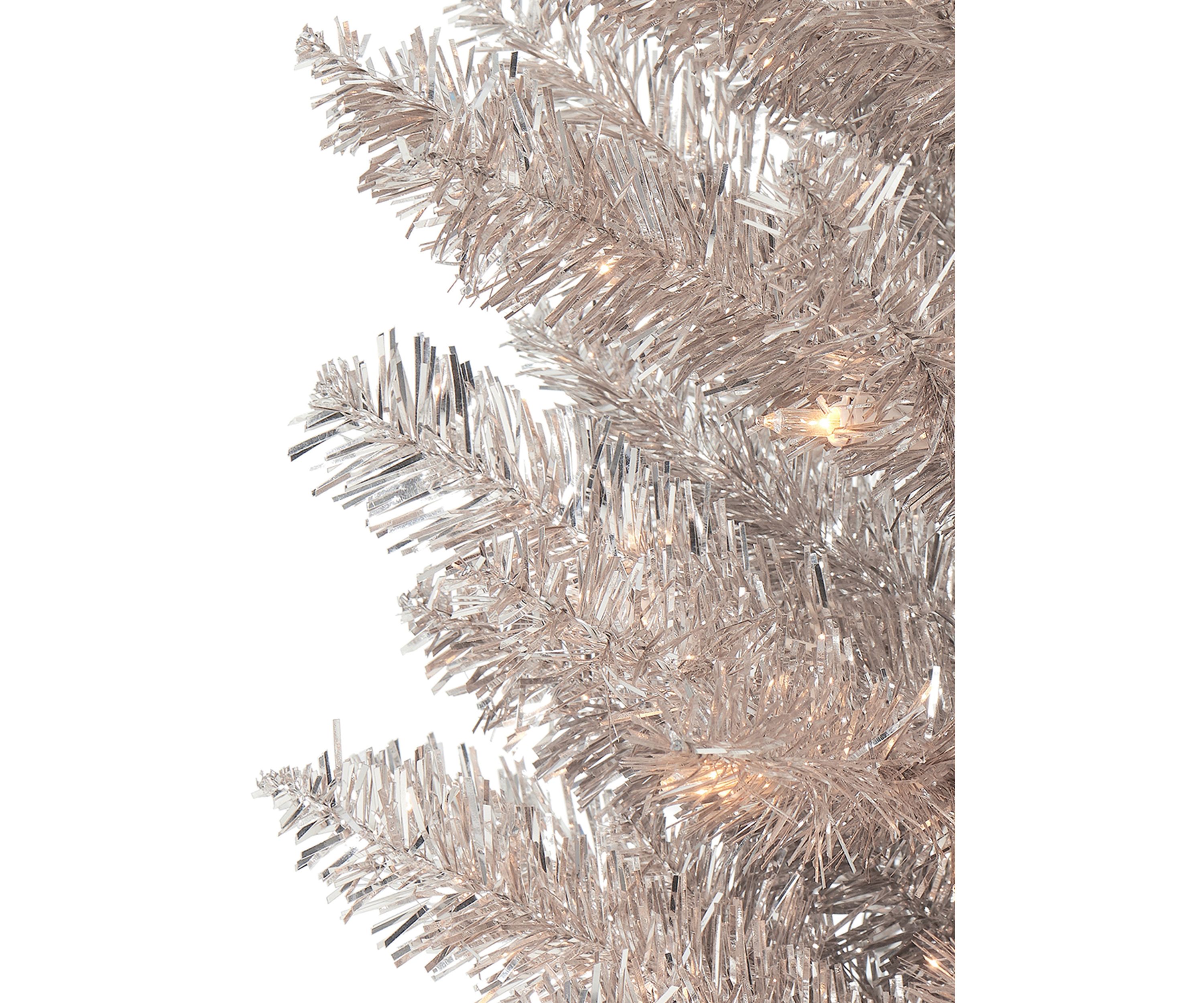 Pre-lit Rose Gold Tinsel Pencil Tree