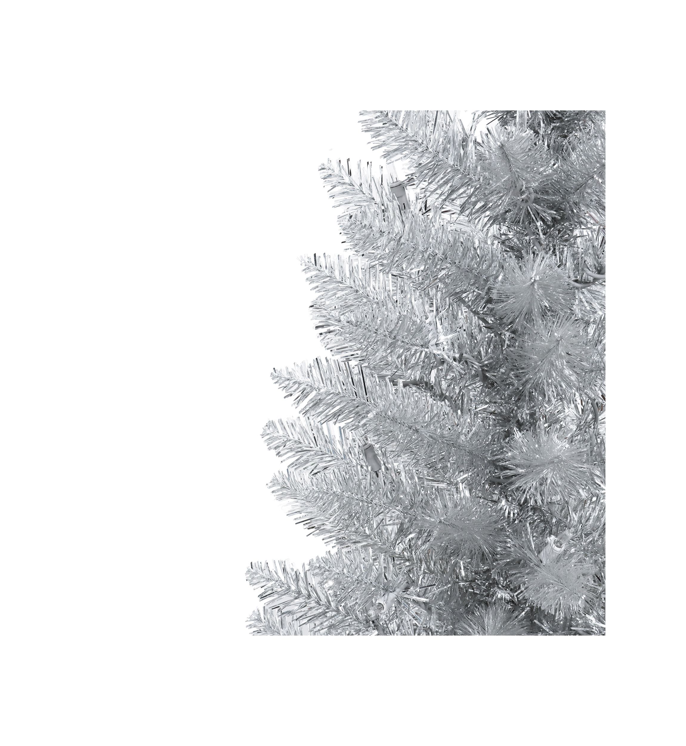 7-foot Pre-Lit Silver Tinsel Artificial Tree 316 Tips 150 Clear Lights
