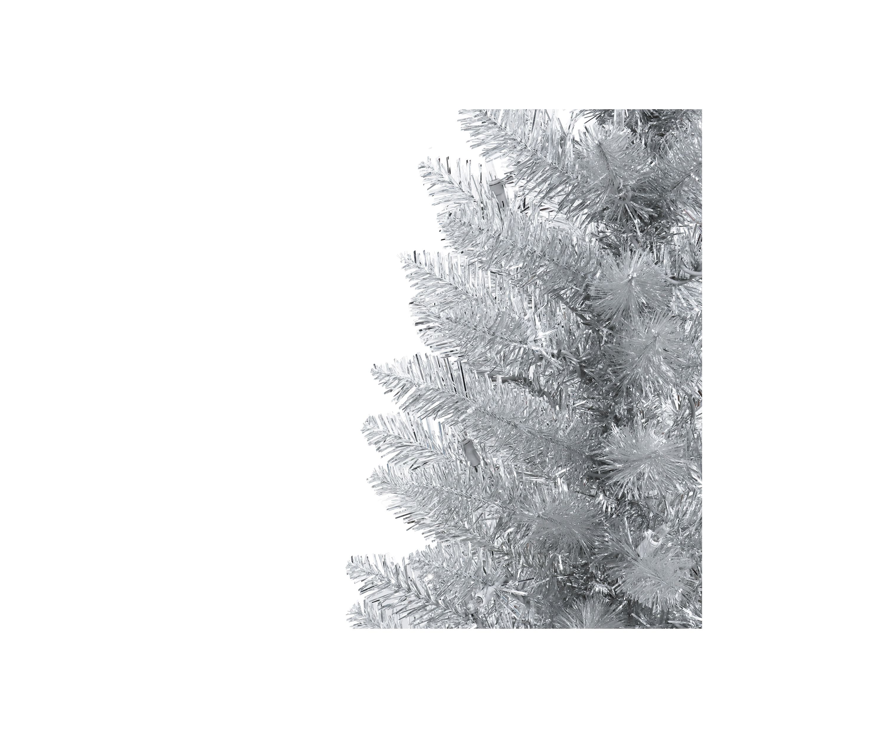 7-foot Pre-Lit Silver Tinsel Artificial Tree 316 Tips 150 Clear Lights