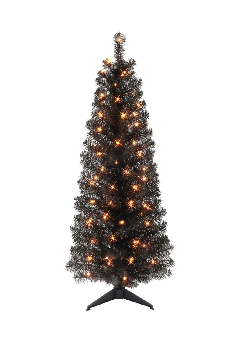 ft Pre-lit Black Tinsel Tree