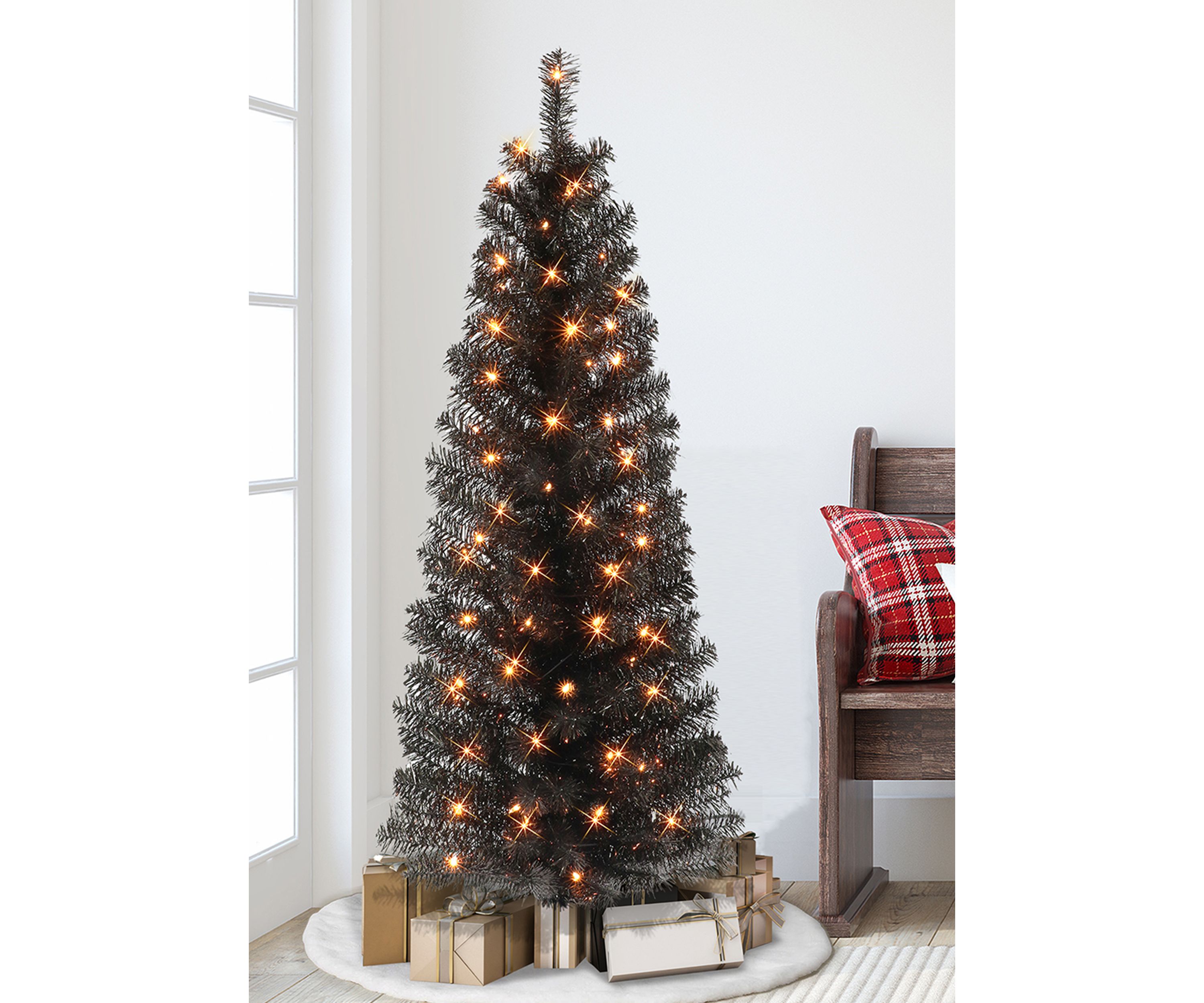 ft Pre-lit Black Tinsel Tree
