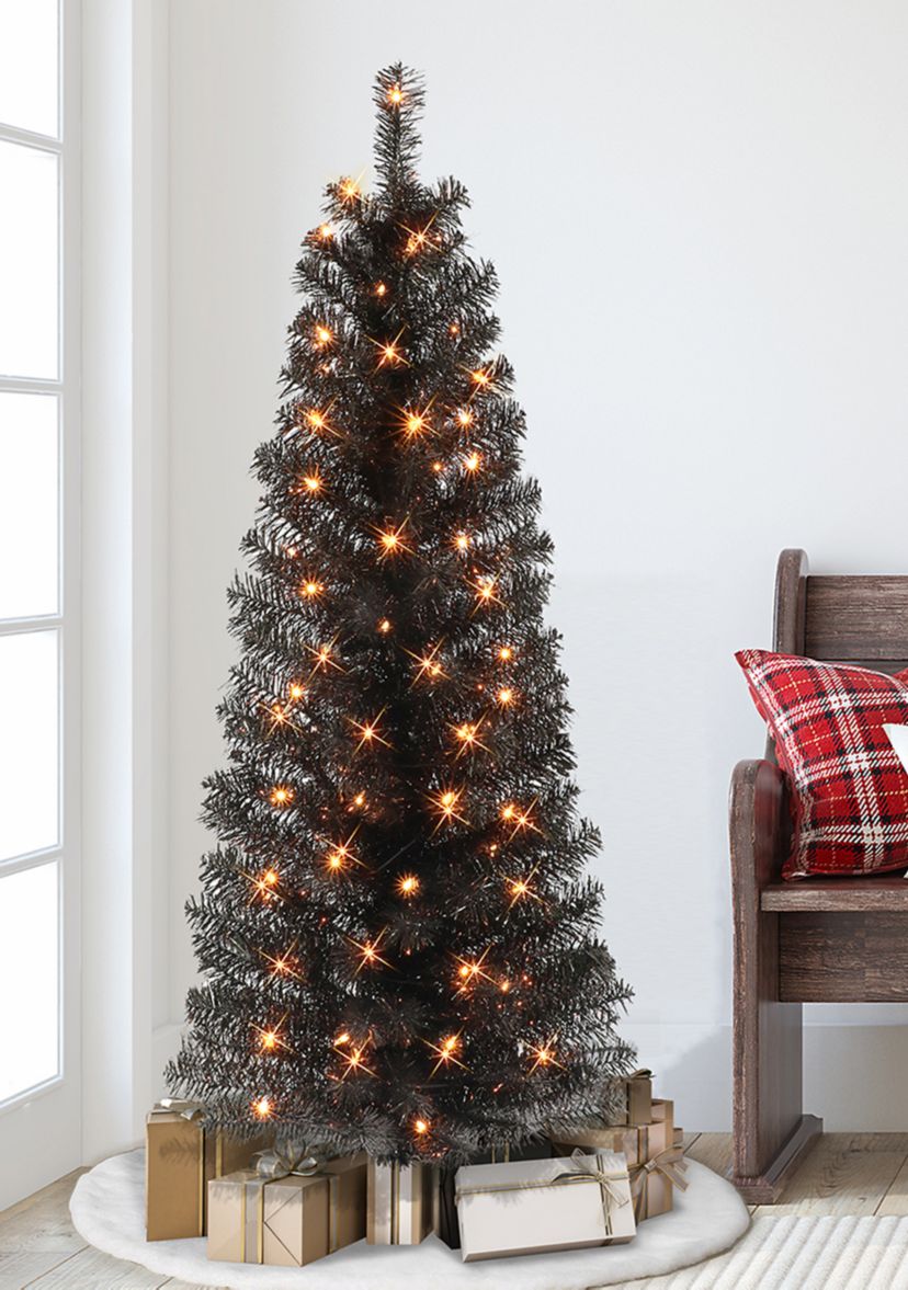 ft Pre-lit Black Tinsel Tree