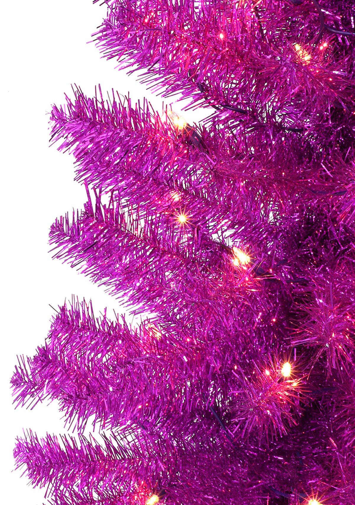 4.5 ft Pre-lit Pink Tinsel Tree 160 Tips 70 UL Clear Lights Stand included