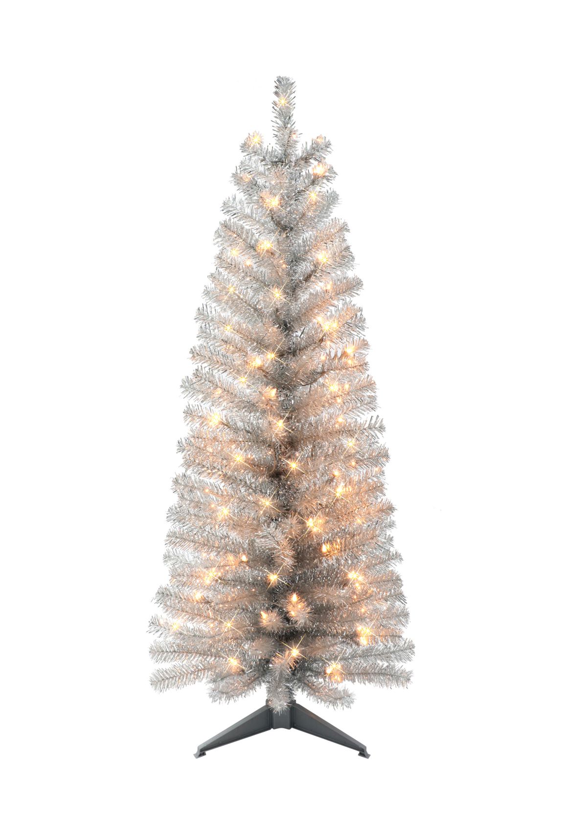 Pre-lit Silver Tinsel Tree