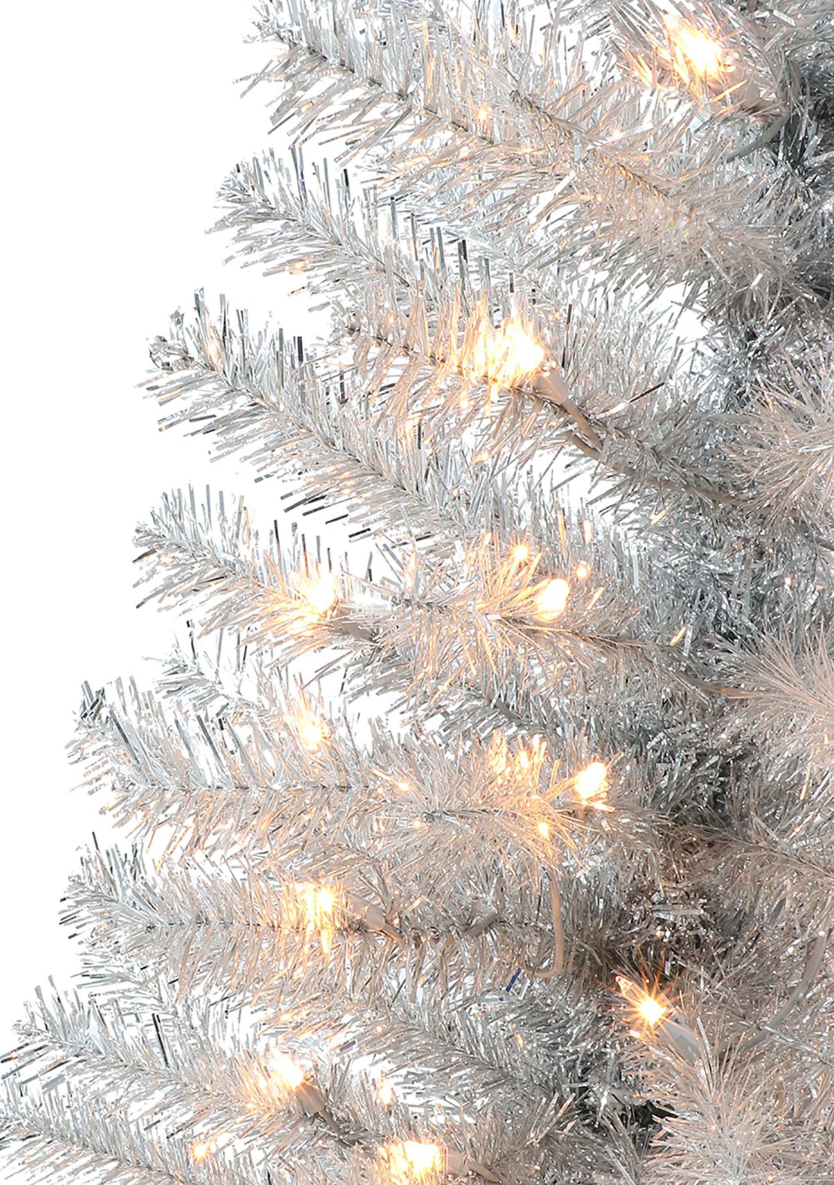 Pre-lit Silver Tinsel Tree