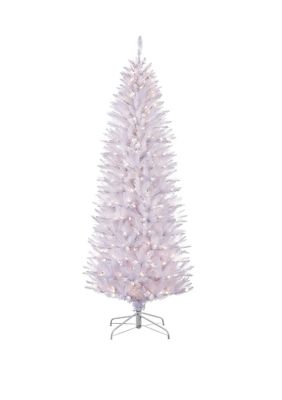 Puleo International 4.5 ft Pre-Lit White Pencil Franklin Fir Artificial Christmas Tree with 150 UL-Listed Lights, 4.5 Foot
