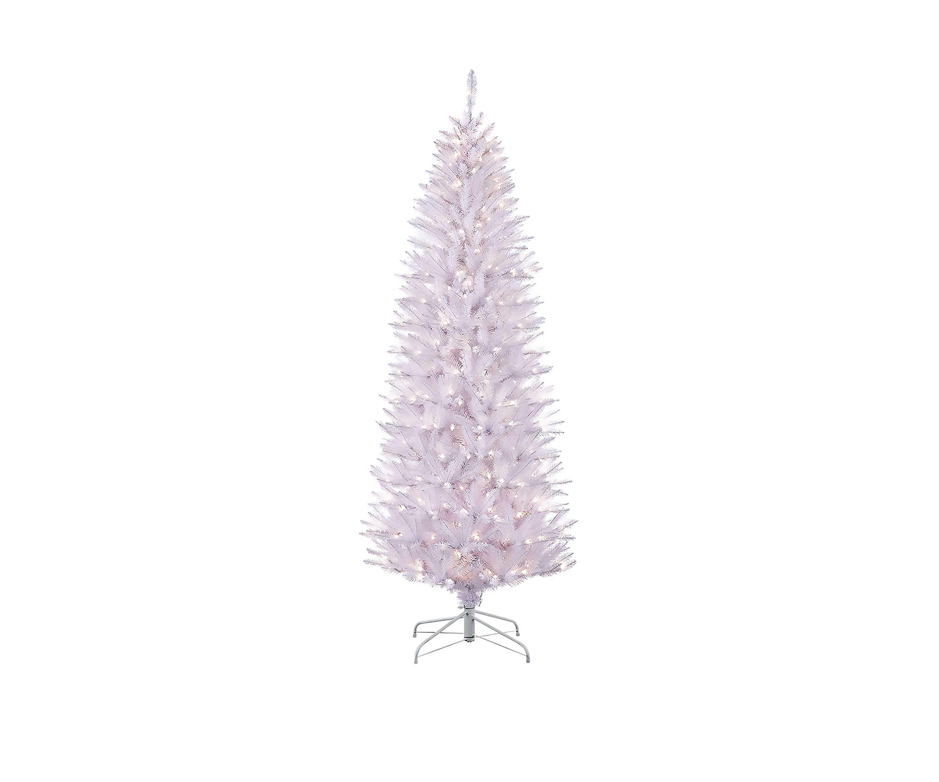 7.5 ft Pre-Lit White Pencil Franklin Fir Artificial Christmas Tree with 350 UL-Listed Clear Lights