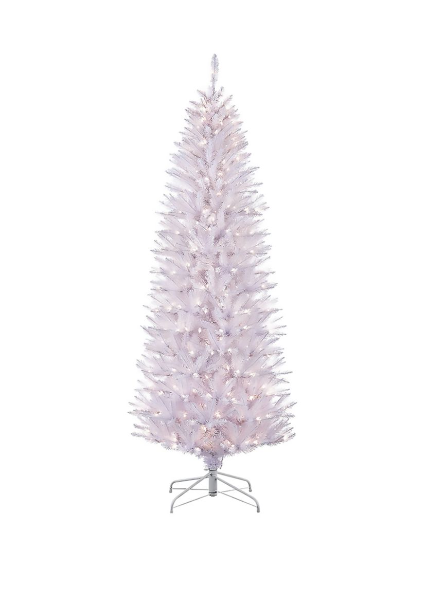 7.5 ft Pre-Lit White Pencil Franklin Fir Artificial Christmas Tree with 350 UL-Listed Clear Lights