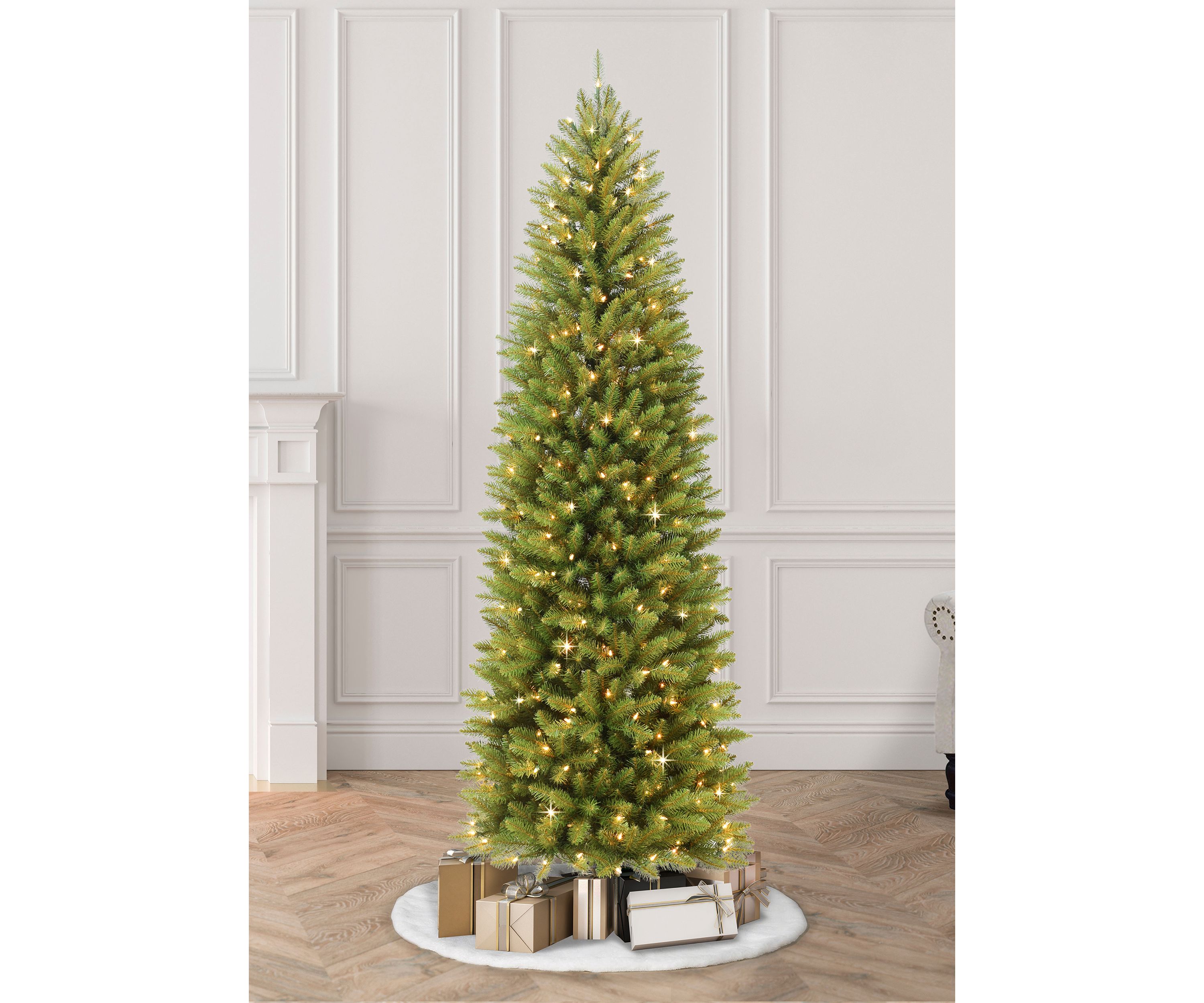 7.5 ft. Pre-Lit  Slim Franklin Fir Artificial Christmas Tree with 500 Clear UL-Listed Lights