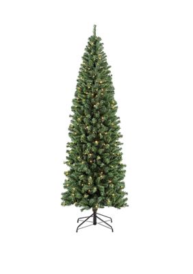Puleo International 7.5 ft. Pre-Lit Noble Fir Artificial Christmas Tree with 350 Clear UL-listed Lights, Green, 7.5 Foot