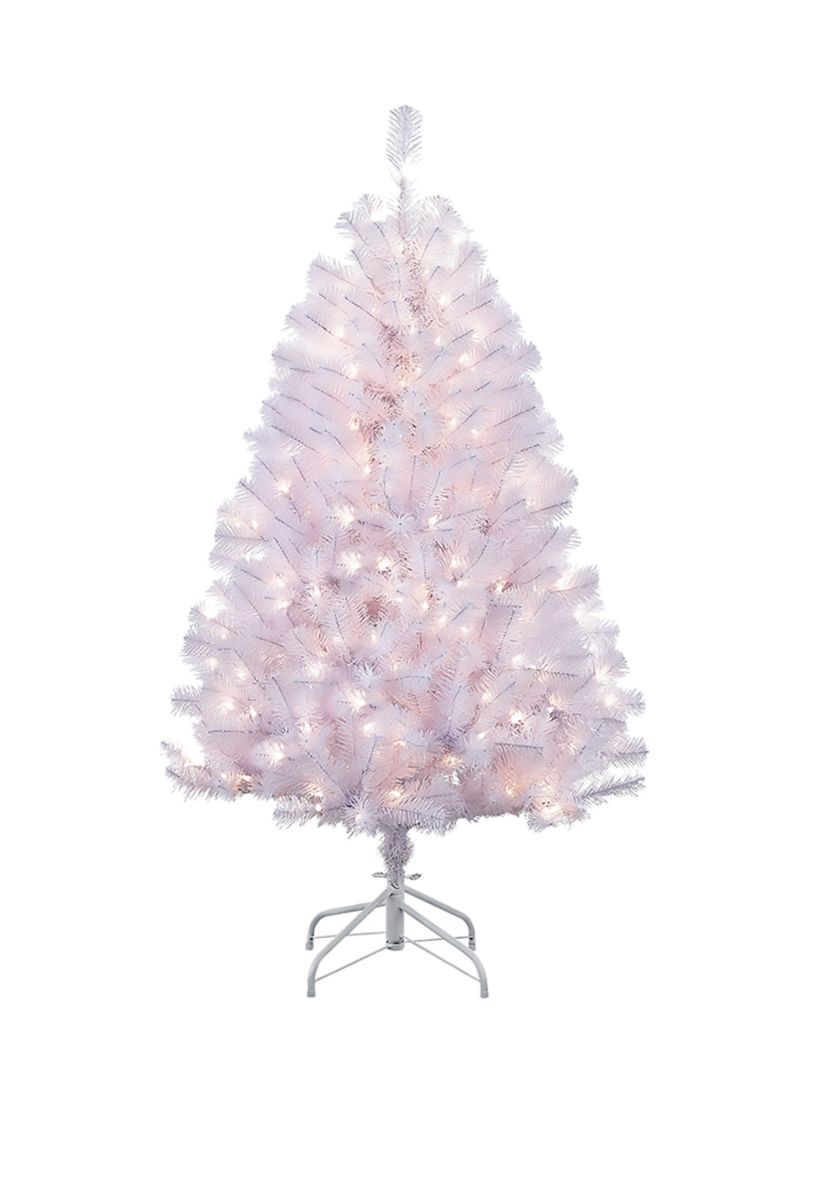 4.5 ft. Pre-Lit Shiny White Noble Fir Artificial Christmas Tree with 200 UL-Listed Clear Lights