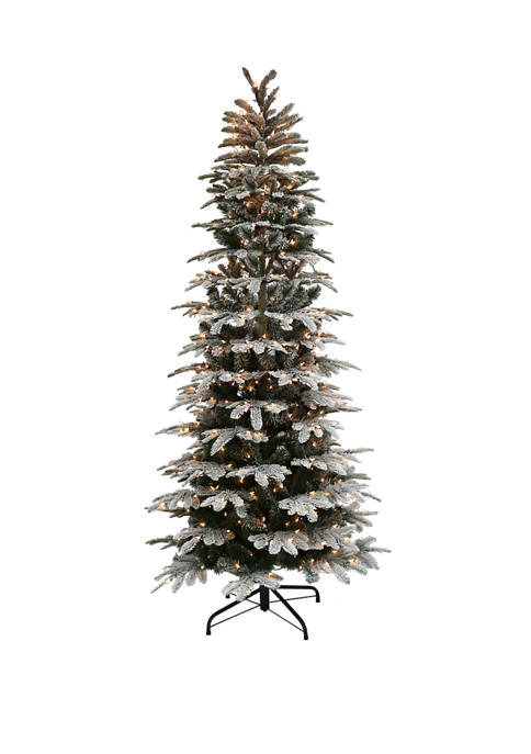 6.5 Foot Pre Lit Slim Flocked Aspen Fir Artificial Christmas Tree with 450 UL-Listed Clear Lights