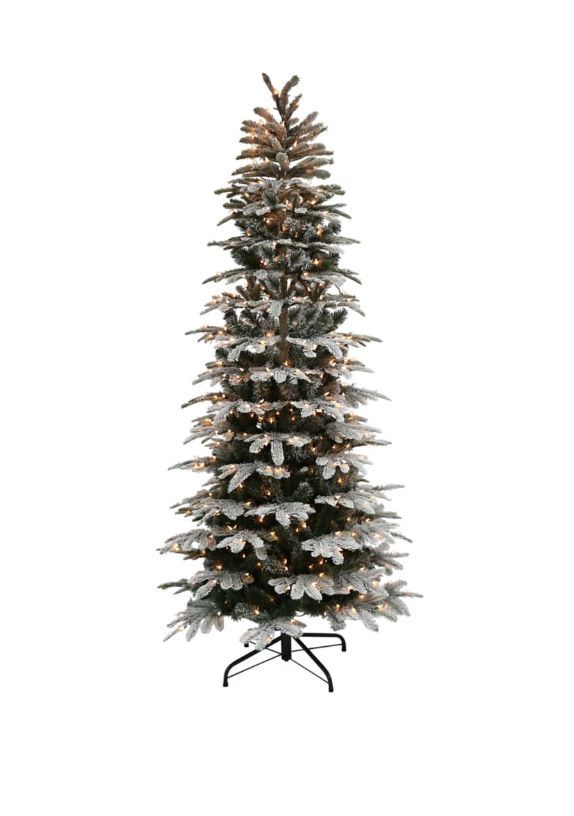 6.5 ft. Pre-Lit Slim Flocked Aspen Fir Artificial Christmas Tree with 450 UL-Listed Clear Lights
