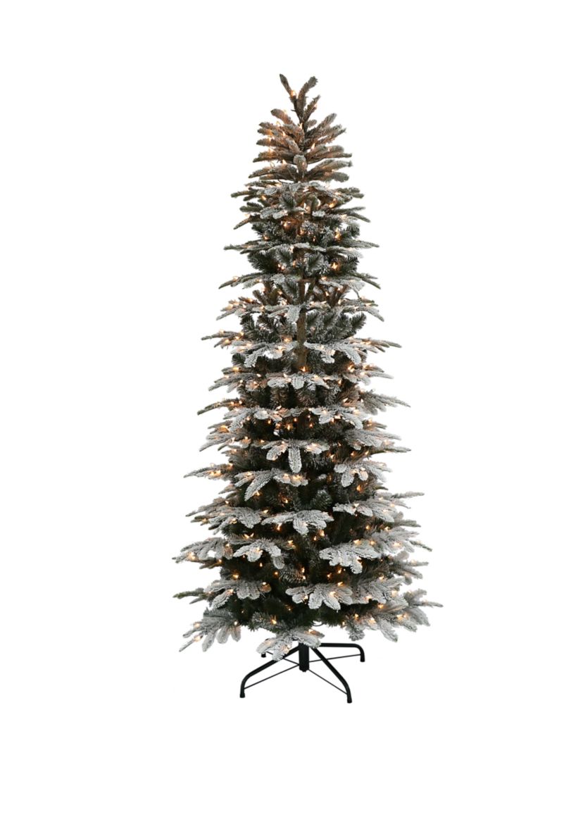 7.5 ft.  Pre-Lit Slim Flocked Aspen Fir Artificial Christmas Tree  with 450 UL Clear Lights