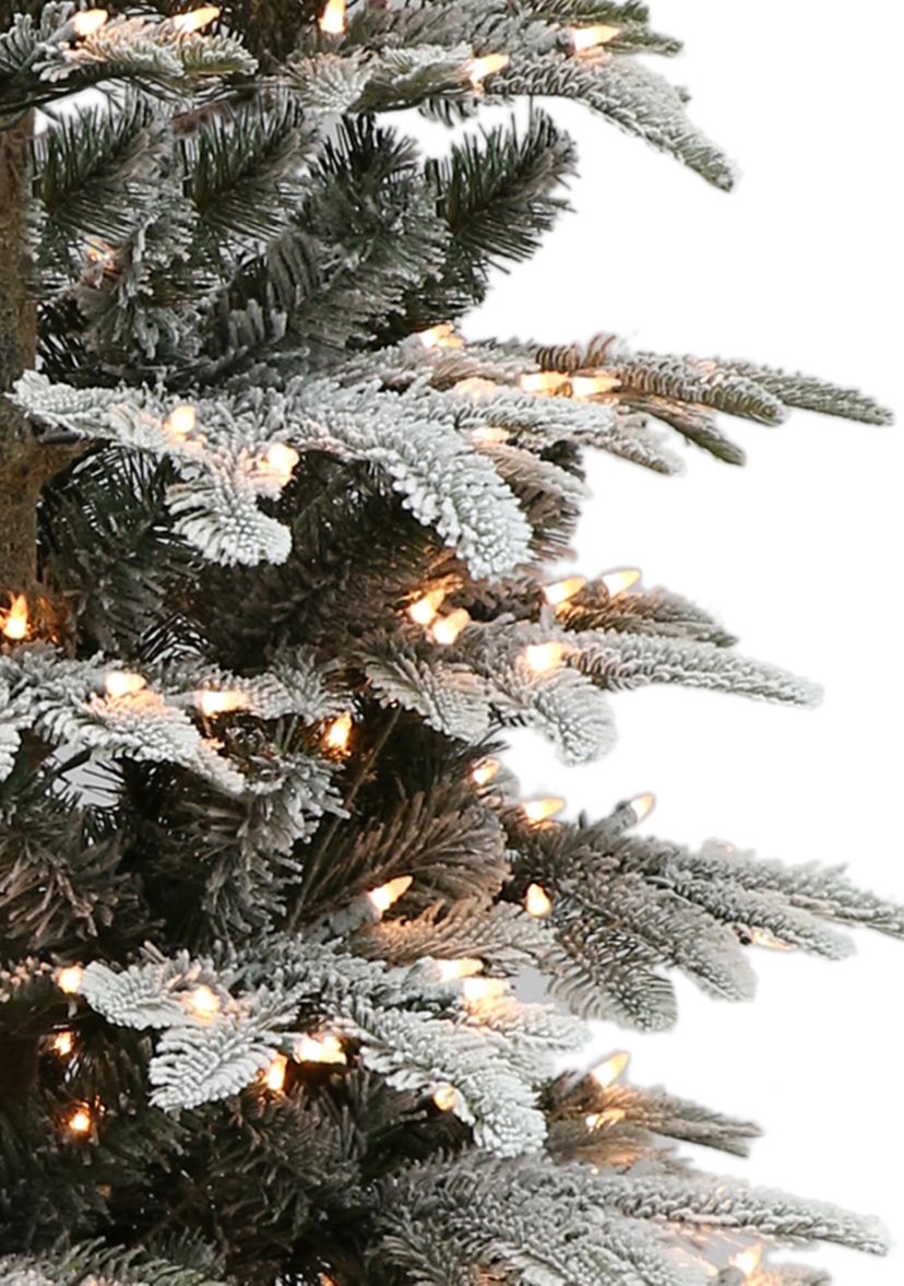 7.5 ft.  Pre-Lit Slim Flocked Aspen Fir Artificial Christmas Tree  with 450 UL Clear Lights
