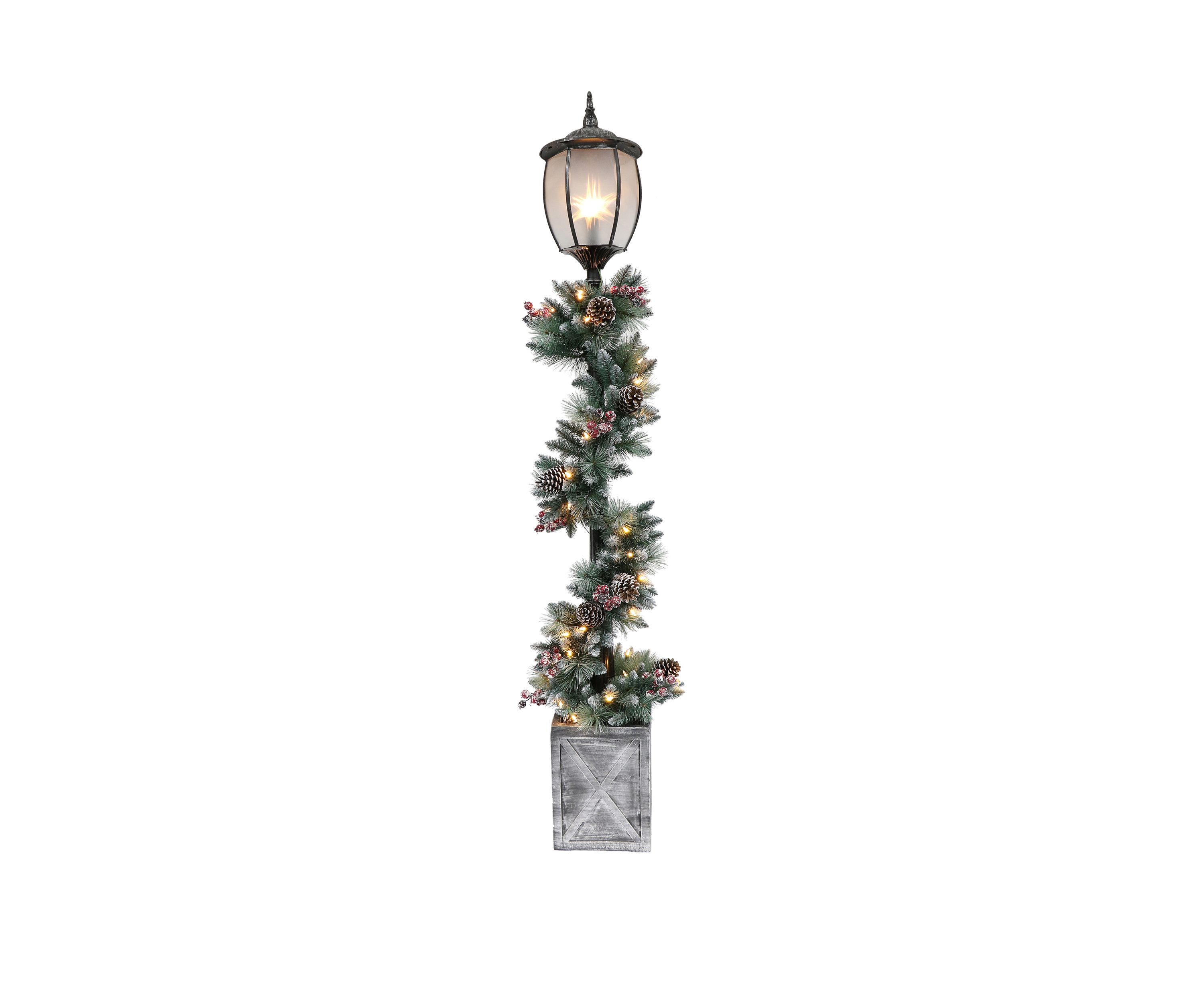 7 ft. Lamp Post Decorated Garland with 50 UL-Listed Clear Lights
