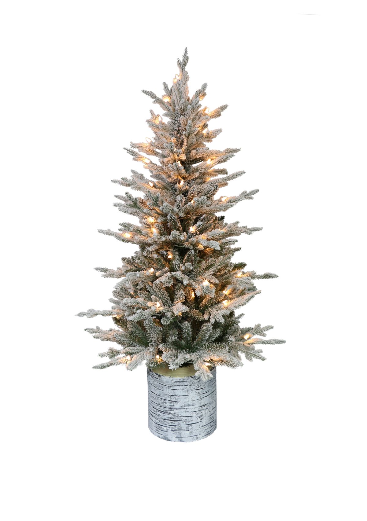 4.5 ft. Pre-Lit Potted Flocked Scandinavian Fir Artificial Christmas Tree with 70 UL-Listed Clear Lights