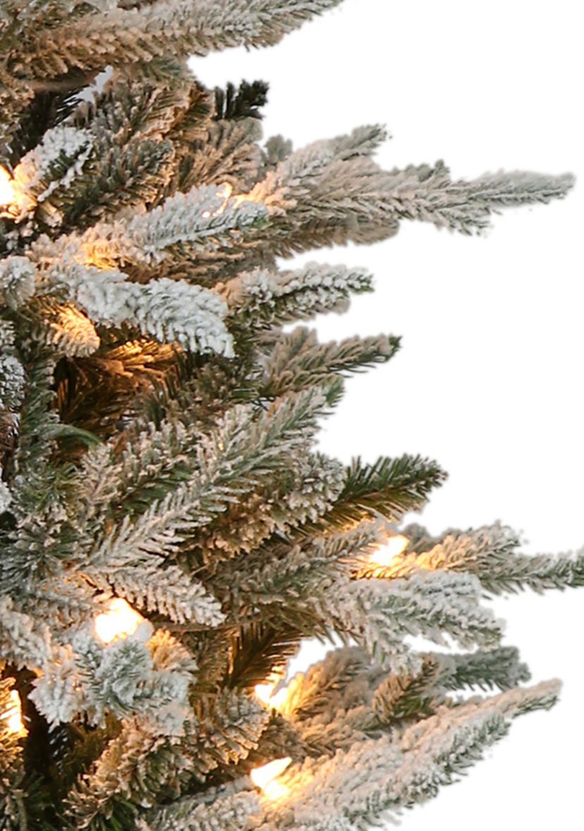 4.5 ft. Pre-Lit Potted Flocked Scandinavian Fir Artificial Christmas Tree with 70 UL-Listed Clear Lights
