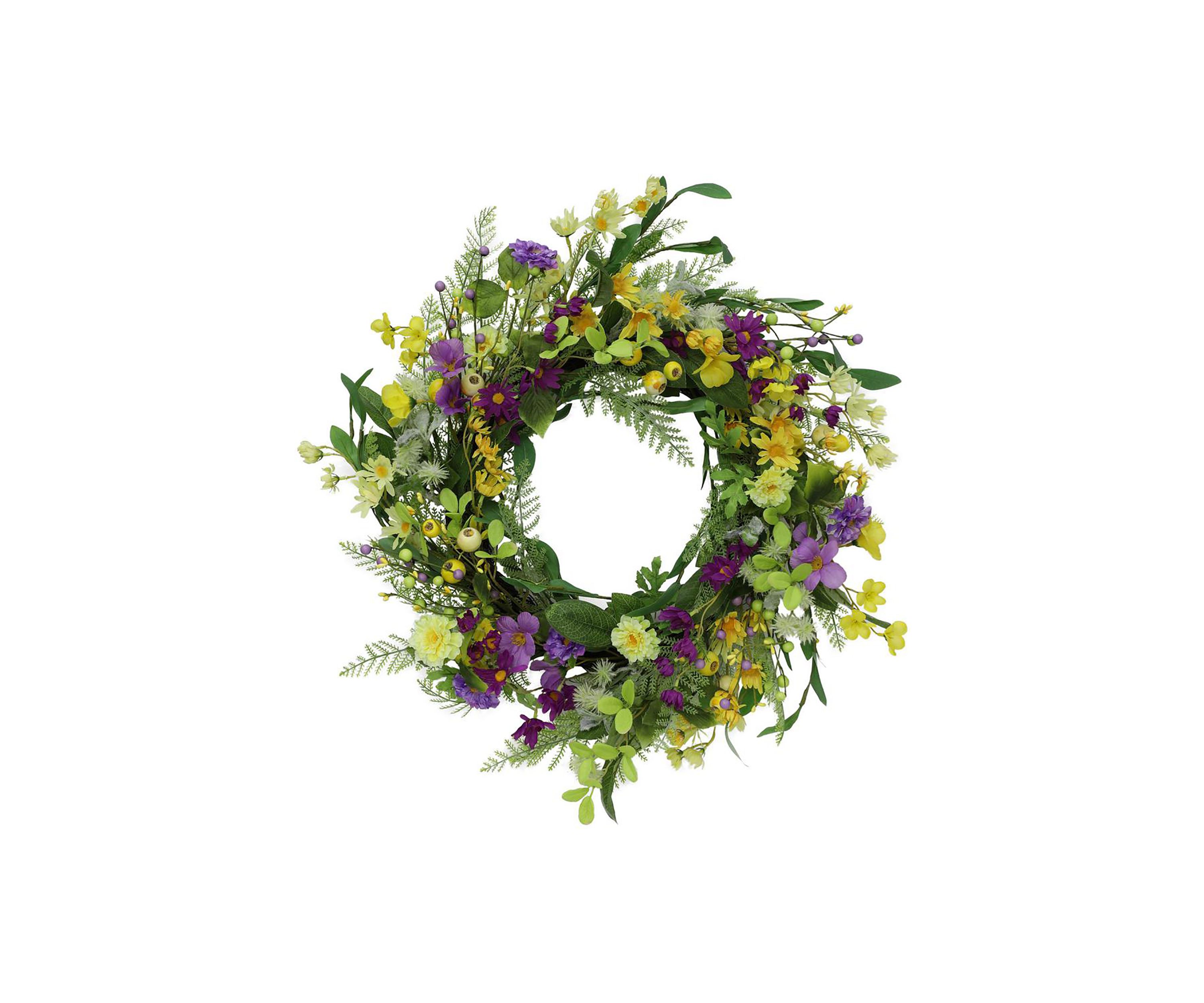 24" Artificial Spring Mixed Floral Wreath