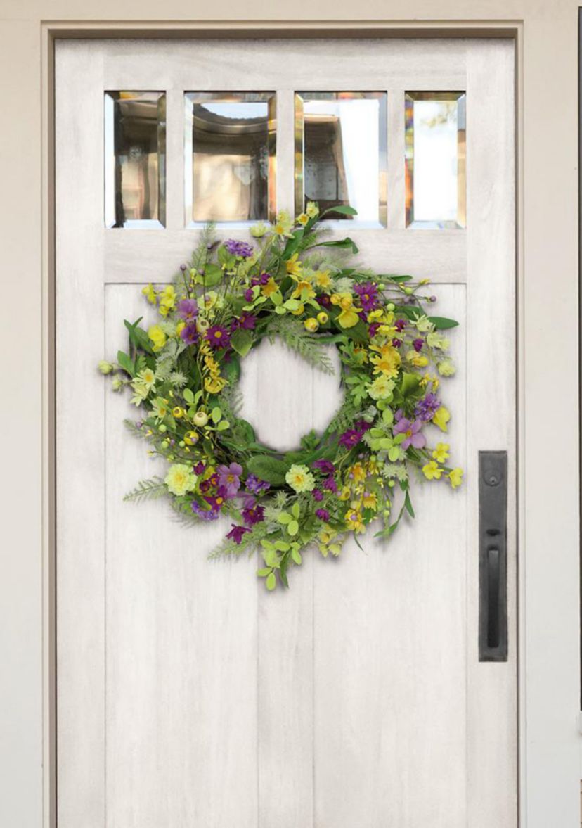 24" Artificial Spring Mixed Floral Wreath