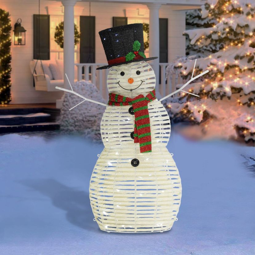 48" Outdoor Pre-Lit Snowman with LED Lights