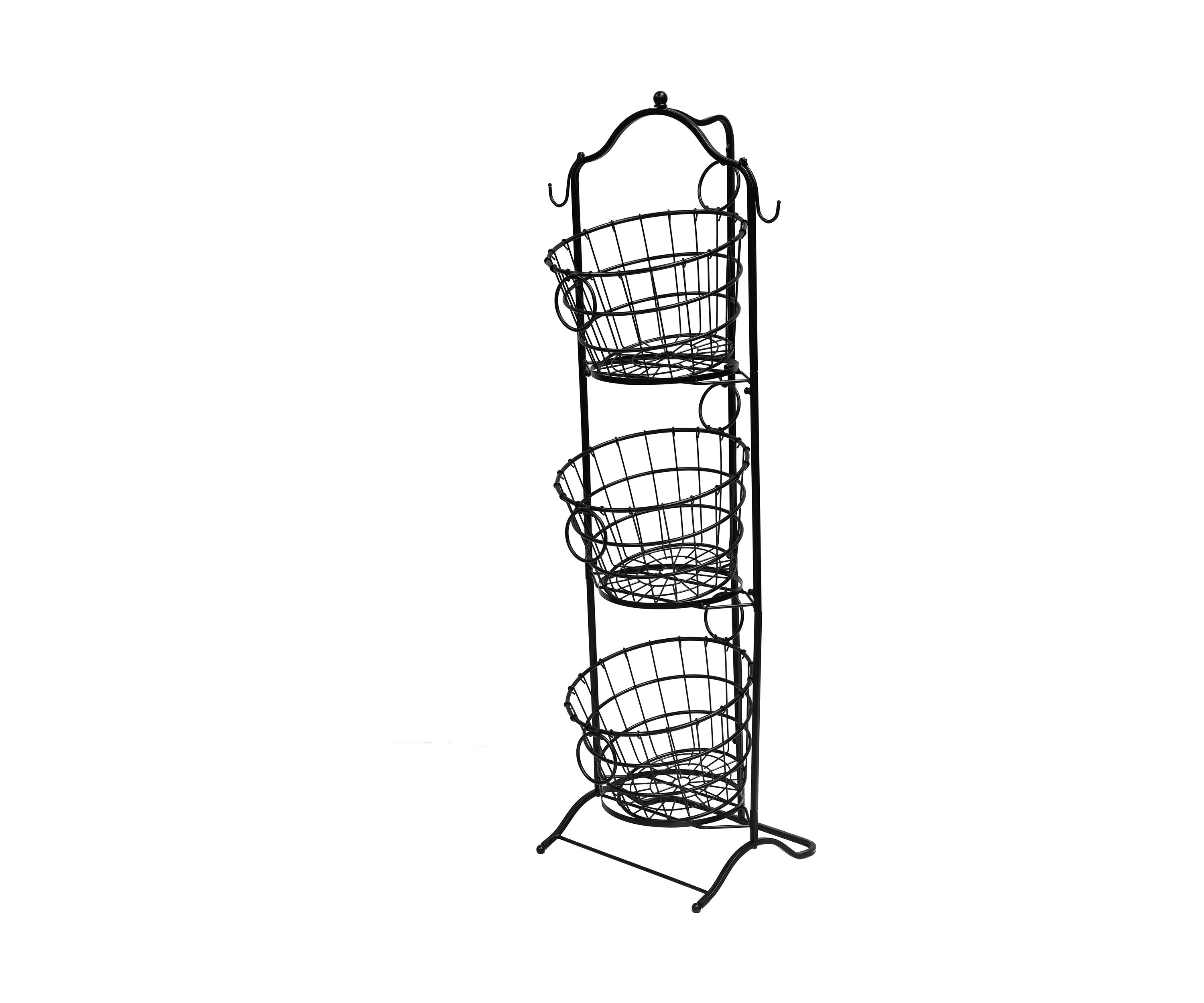 3-Tier Wire Basket with Removable Tilted Baskets