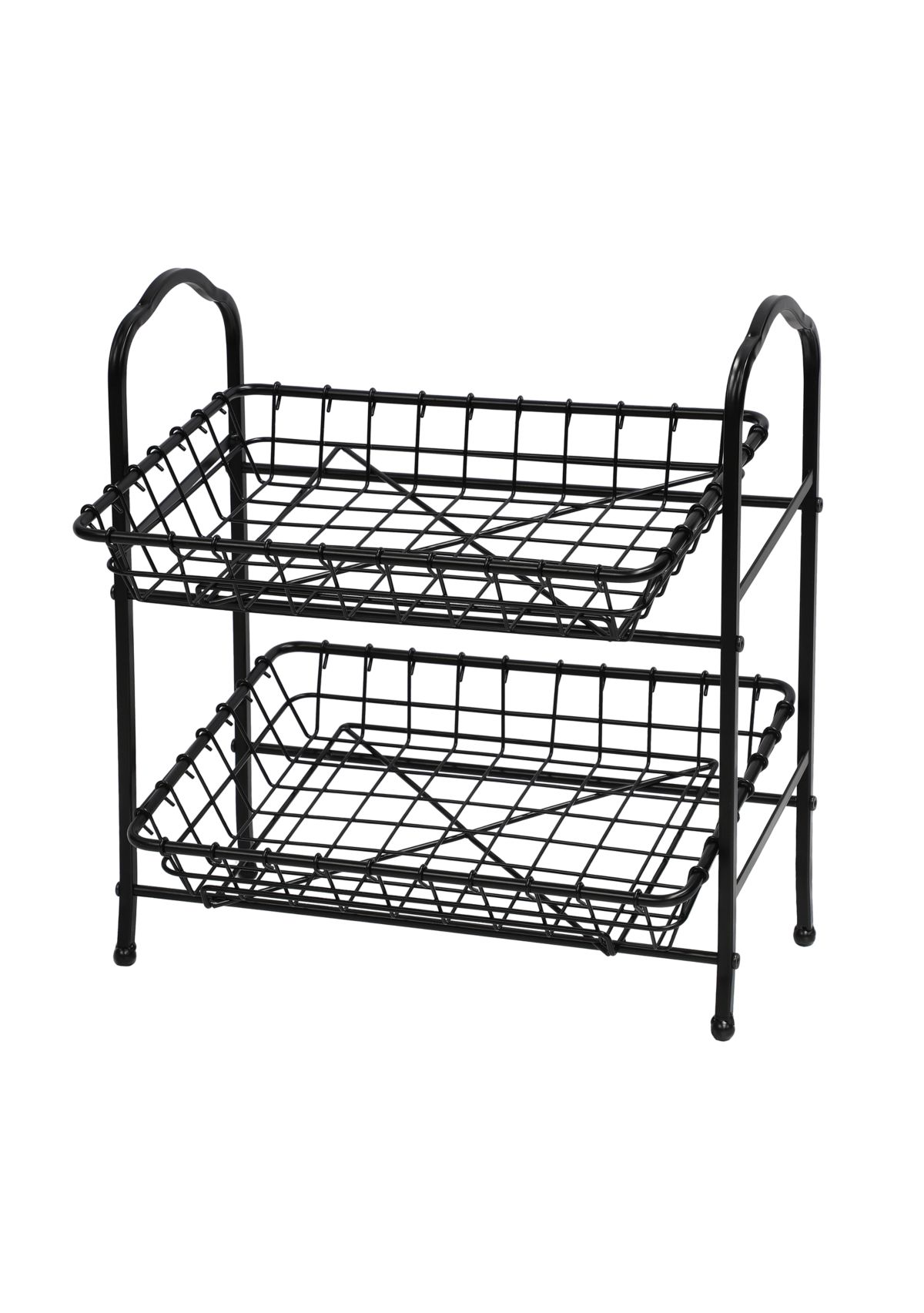 2-Tier Metal Hand Crafted Basket With Durable Finish and Removable Baskets