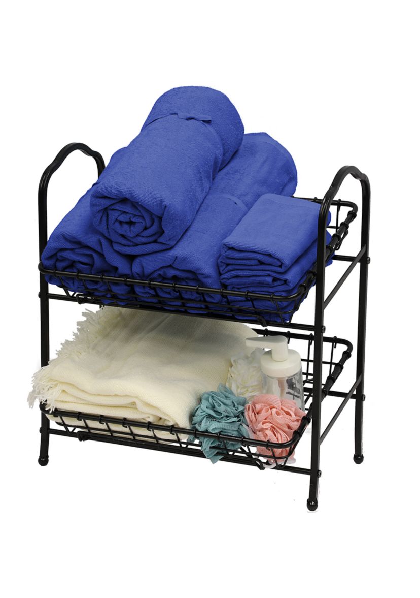 2-Tier Metal Hand Crafted Basket With Durable Finish and Removable Baskets