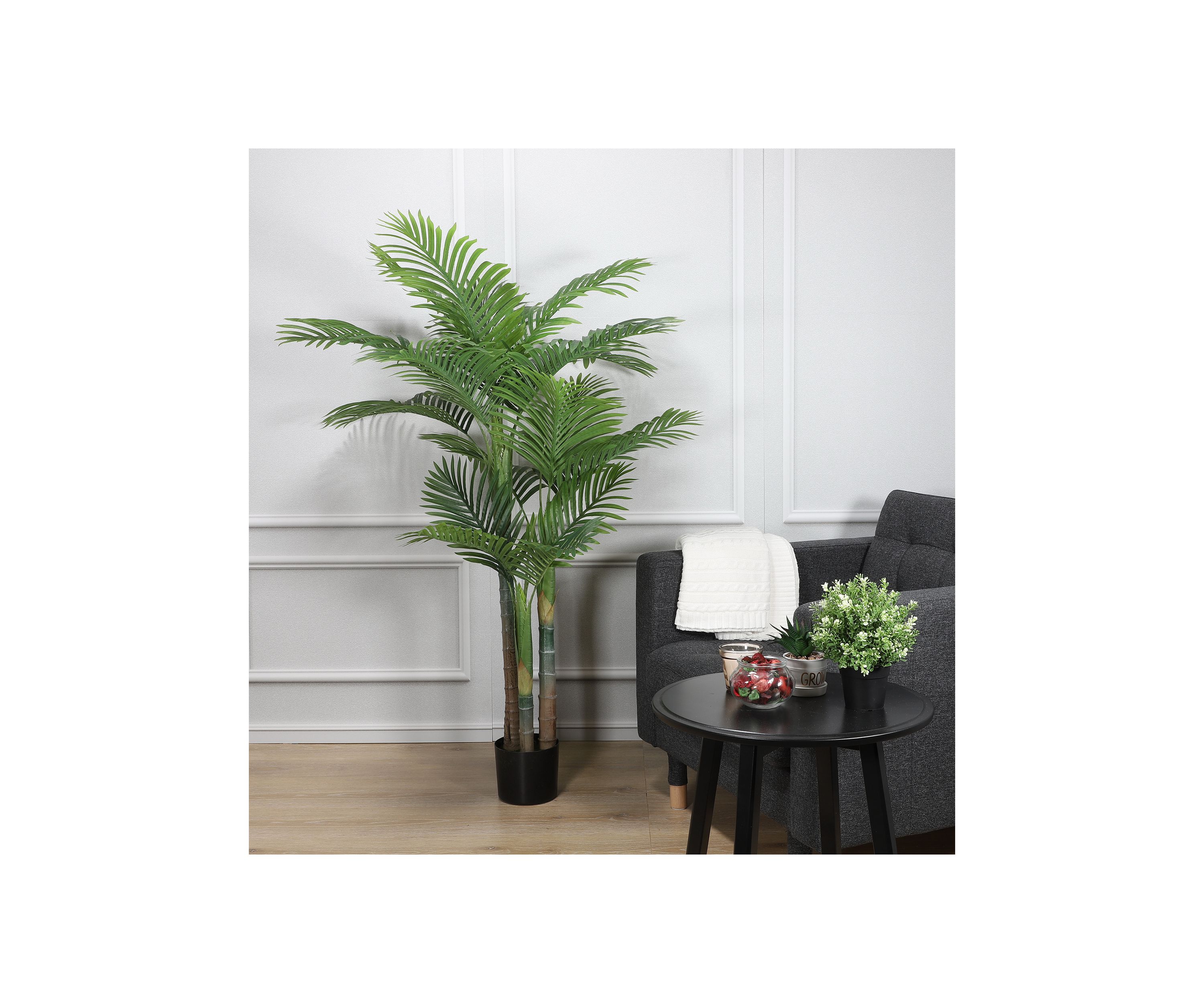 60" Artificial Areca Palm Tree with 18 Leaves with Black Plastic Pot