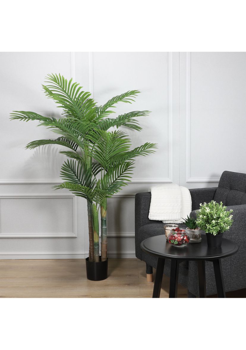 60" Artificial Areca Palm Tree with 18 Leaves with Black Plastic Pot