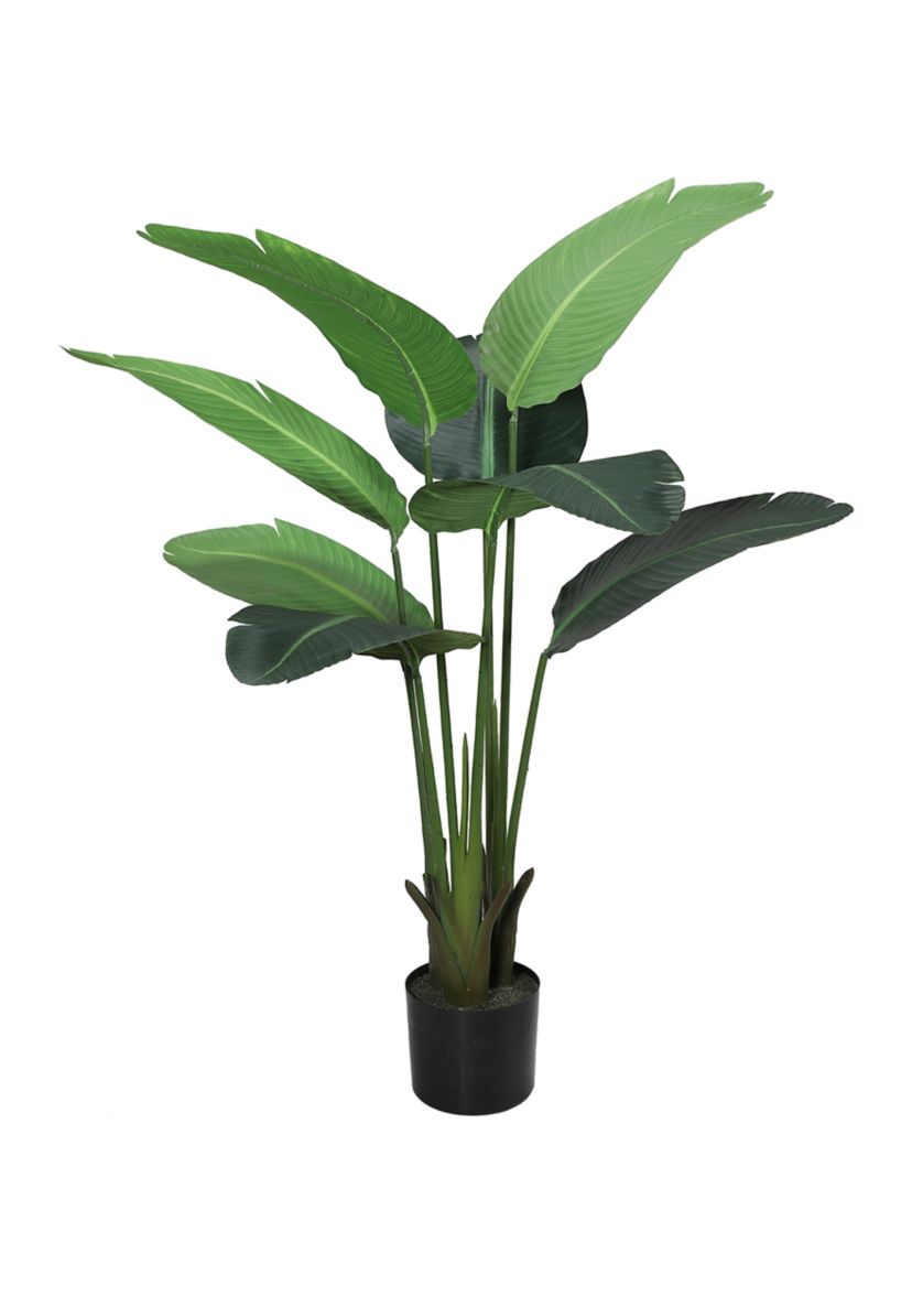 45.5"Artificial Travellers Palm Tree with 8 Leaves In Black Plastic Pot