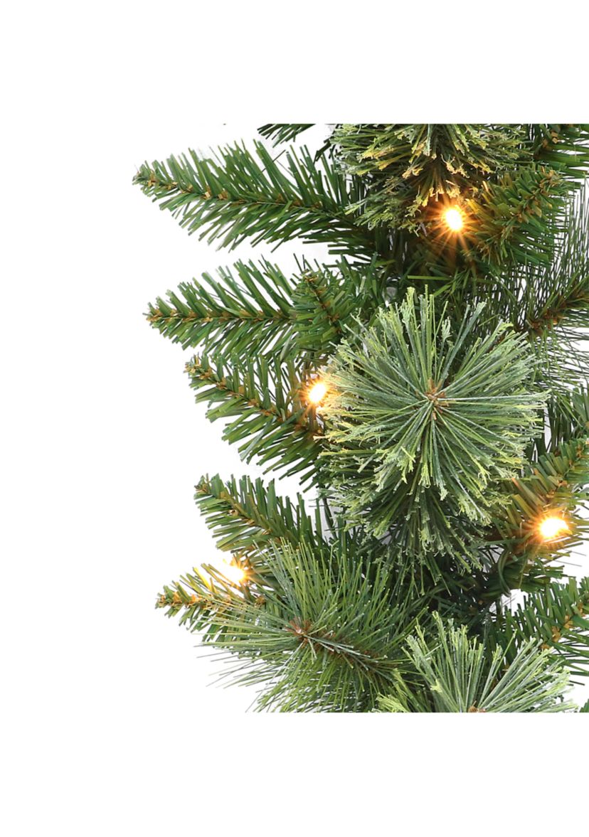 9-foot x 10 Battery-Operated Pre-Lit Garland 160 Tips 50 Warm White LED Lights with Timer