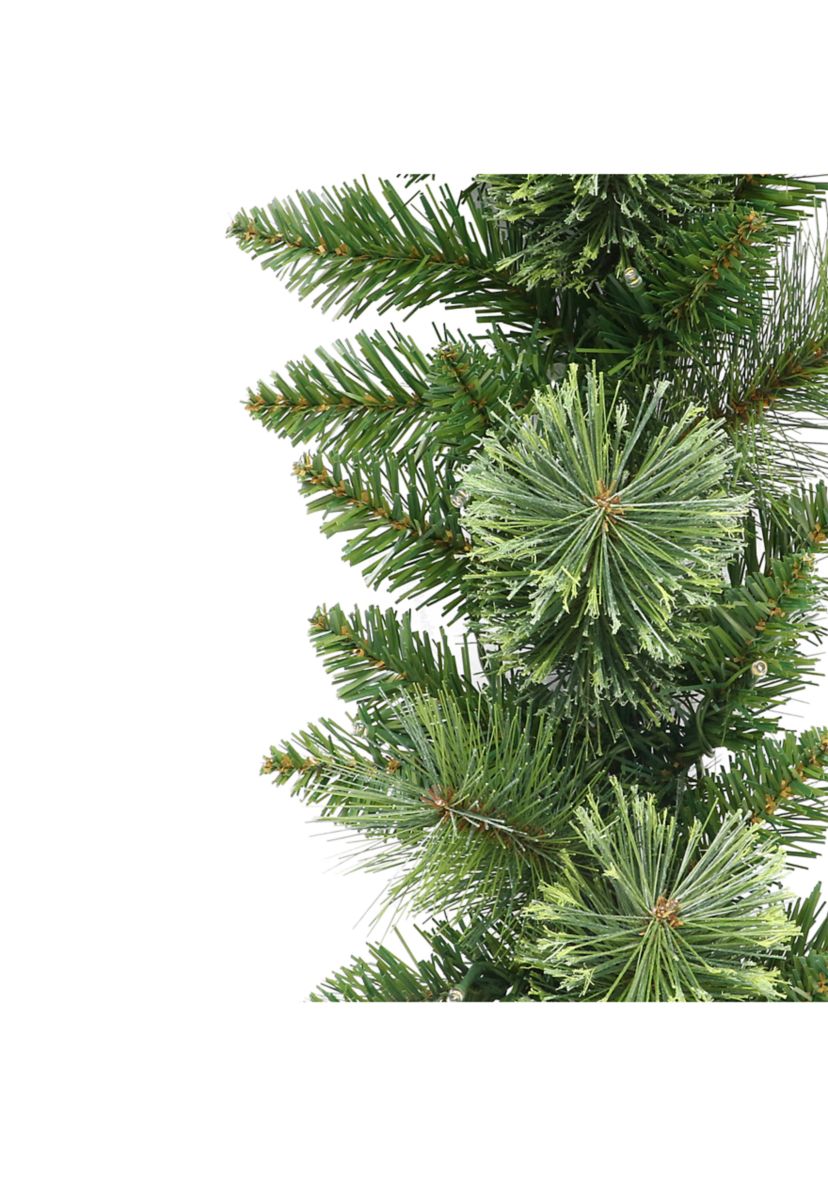 9-foot x 10 Battery-Operated Pre-Lit Garland 160 Tips 50 Warm White LED Lights with Timer