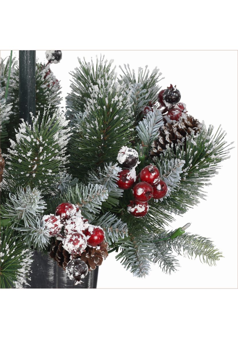4-foot Pre-Lit Artificial Pine Lamp Post 50 Warm White LED Lights  Adaptor