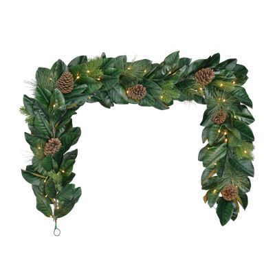 Puleo International 6 ft. x 9 in. Pre-Lit Artificial Garland, Green