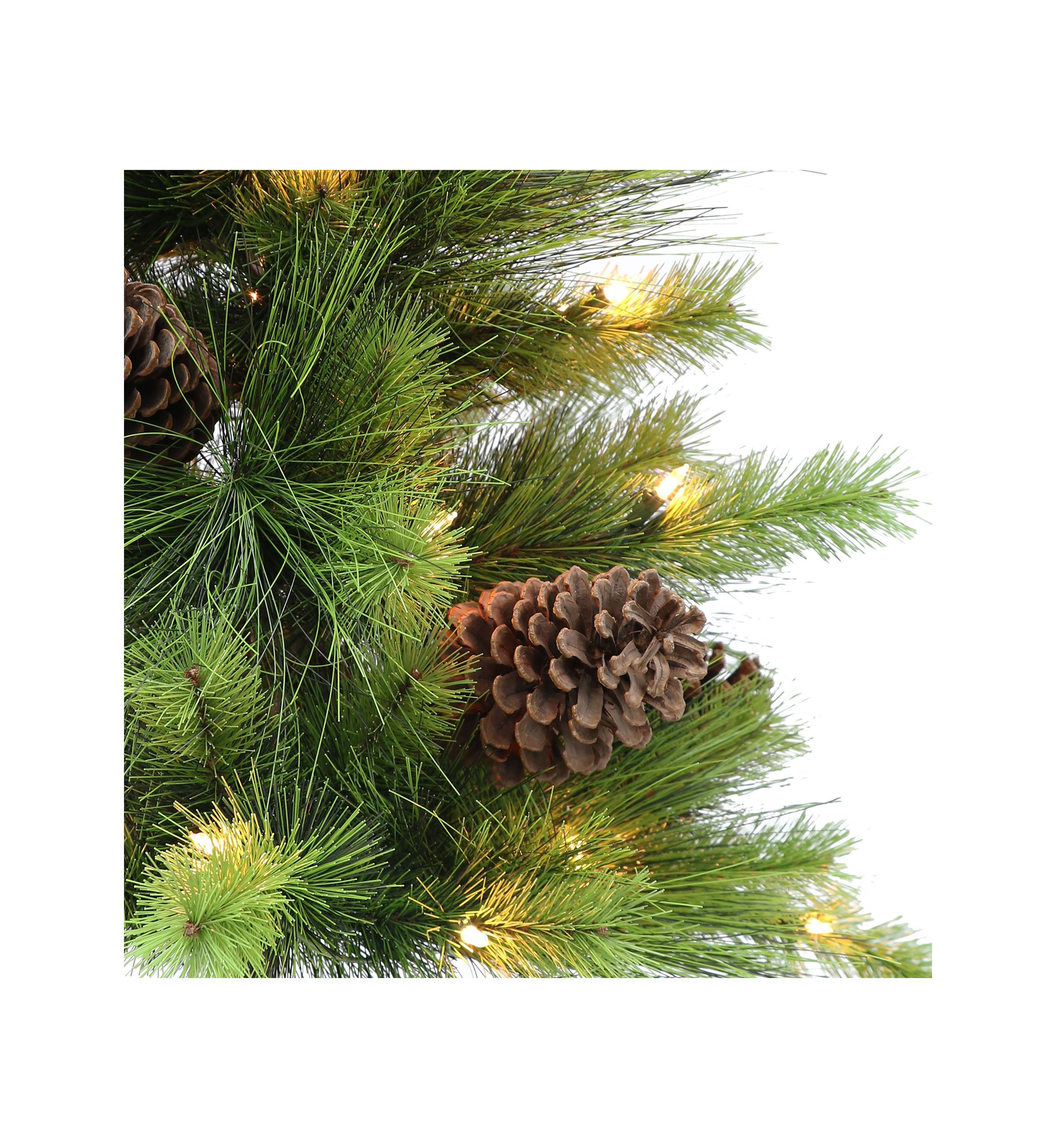 3.5-foot Pre-Lit Potted Artificial Tree 77 Tips 50 Clear Lights with Pine Cones