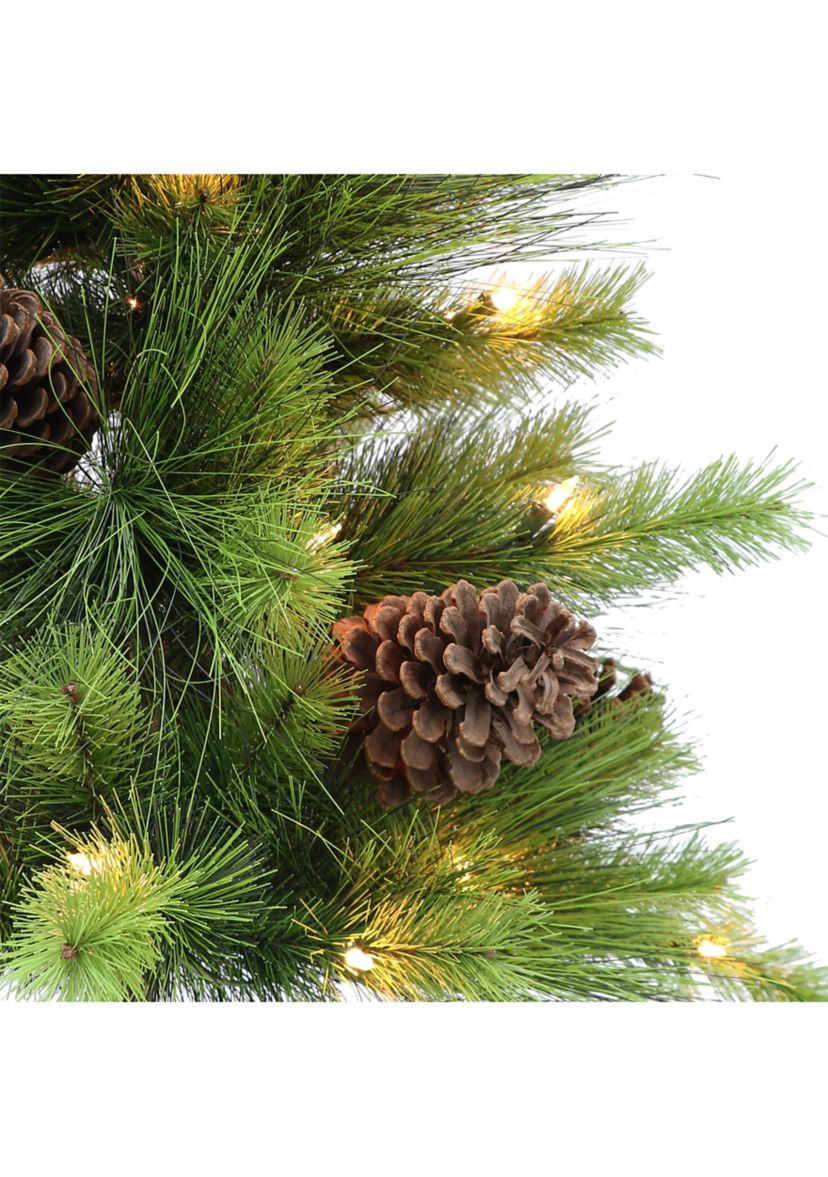 3.5-foot Pre-Lit Potted Artificial Tree 77 Tips 50 Clear Lights with Pine Cones