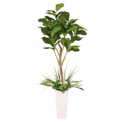 Puleo International 6ft Artificial Fiddle Leaf Ficus Tree, Green