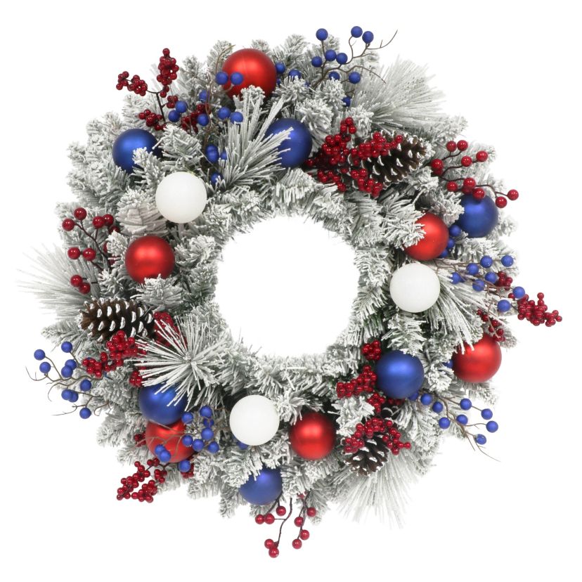 24 in. Adorned Flocked Artificial Wreath