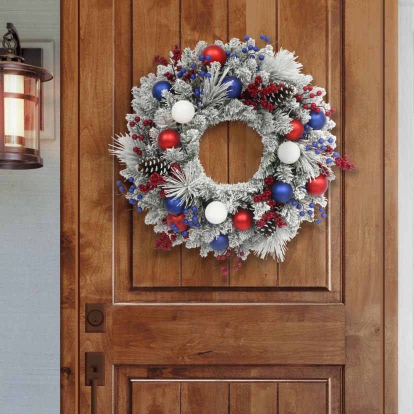 24 in. Adorned Flocked Artificial Wreath