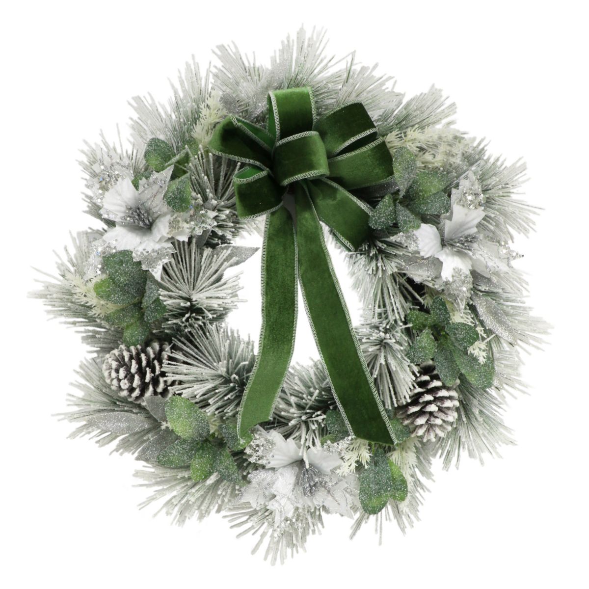 24 in. Adorned Flocked White Wreath