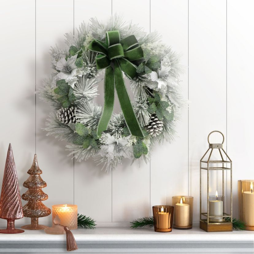 24 in. Adorned Flocked White Wreath