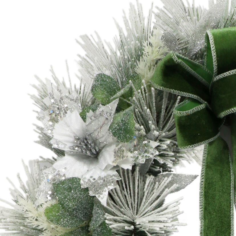 24 in. Adorned Flocked White Wreath