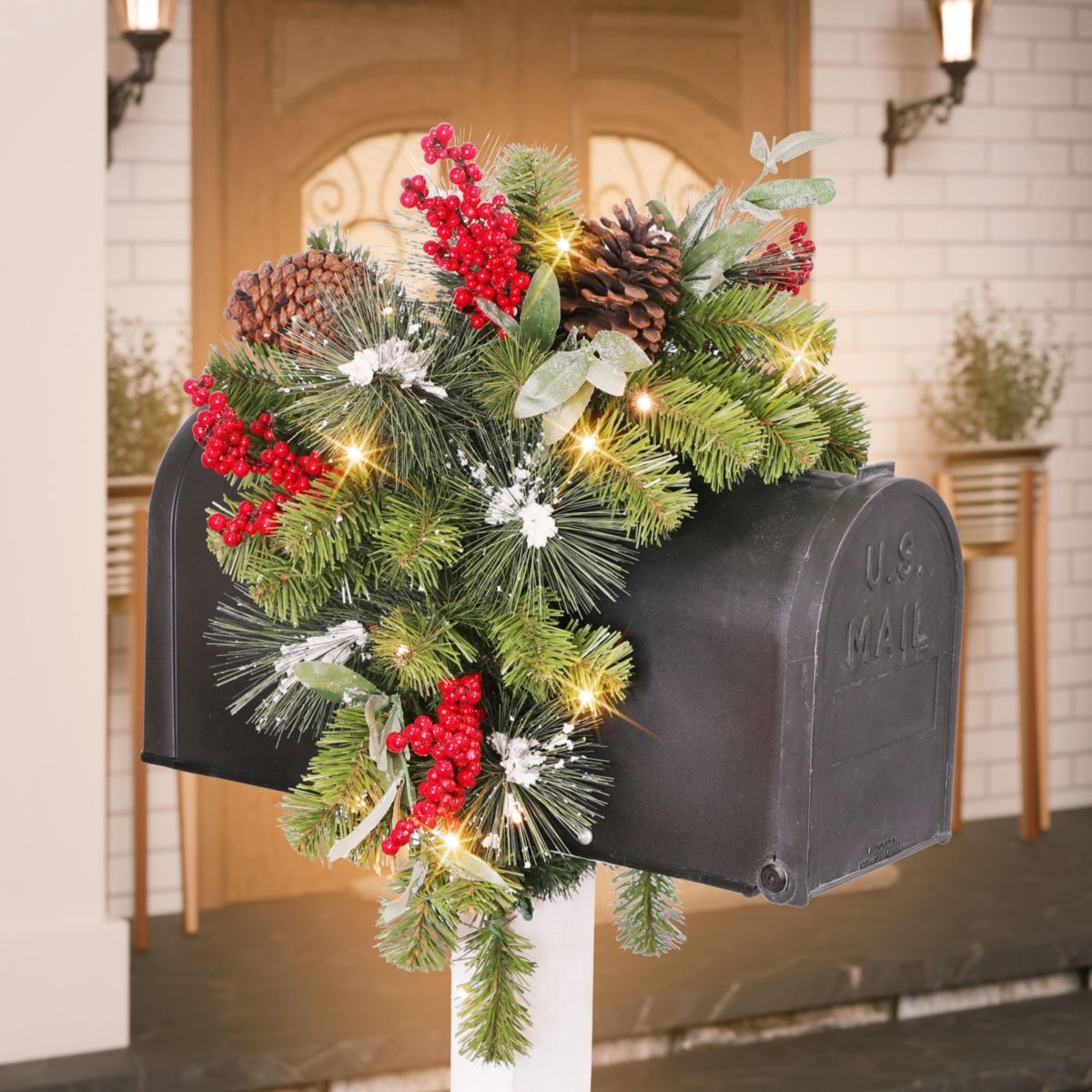 36 in. x 16 in. Pre-Lit Mailbox Cover