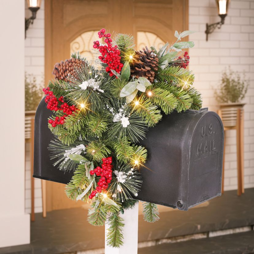 36 in. x 16 in. Pre-Lit Mailbox Cover