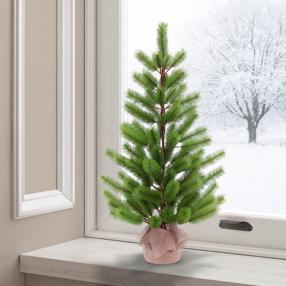 3 ft. Fir Artificial Tree in Burlap Sac