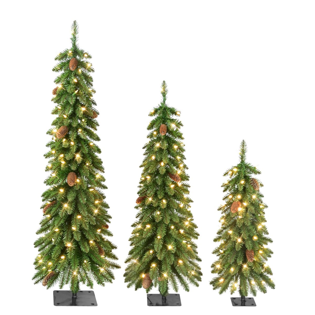 3 Pre-Lit Artificial Christmas Trees