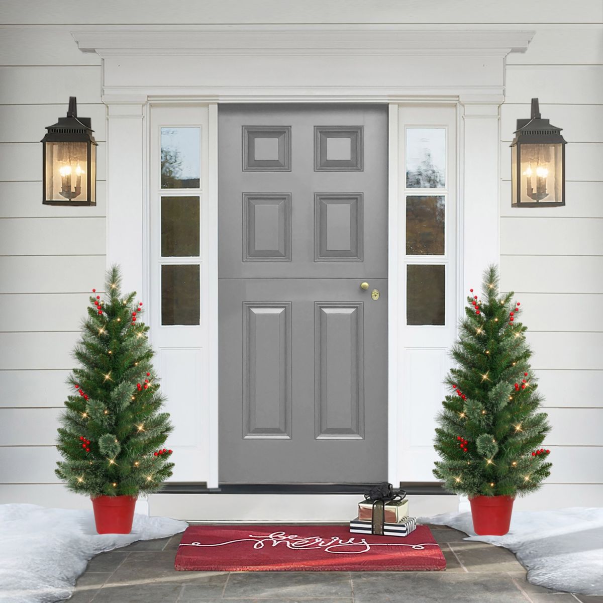 2 3.5 ft. PreLit Artificial Potted Trees